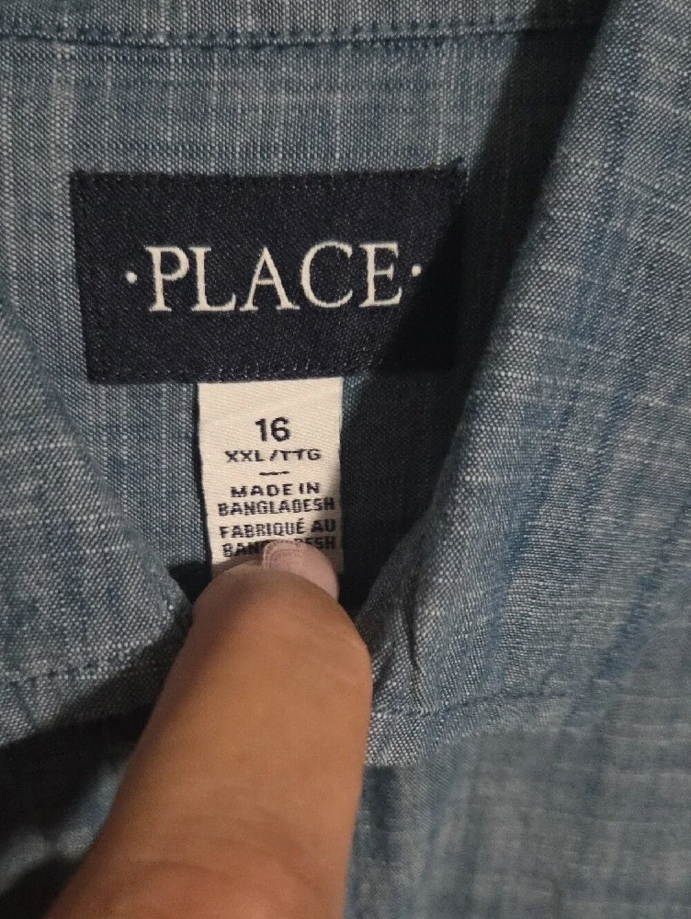 The Children's Place Blue Button-Down Shirt for Kids.  Chambray Blue